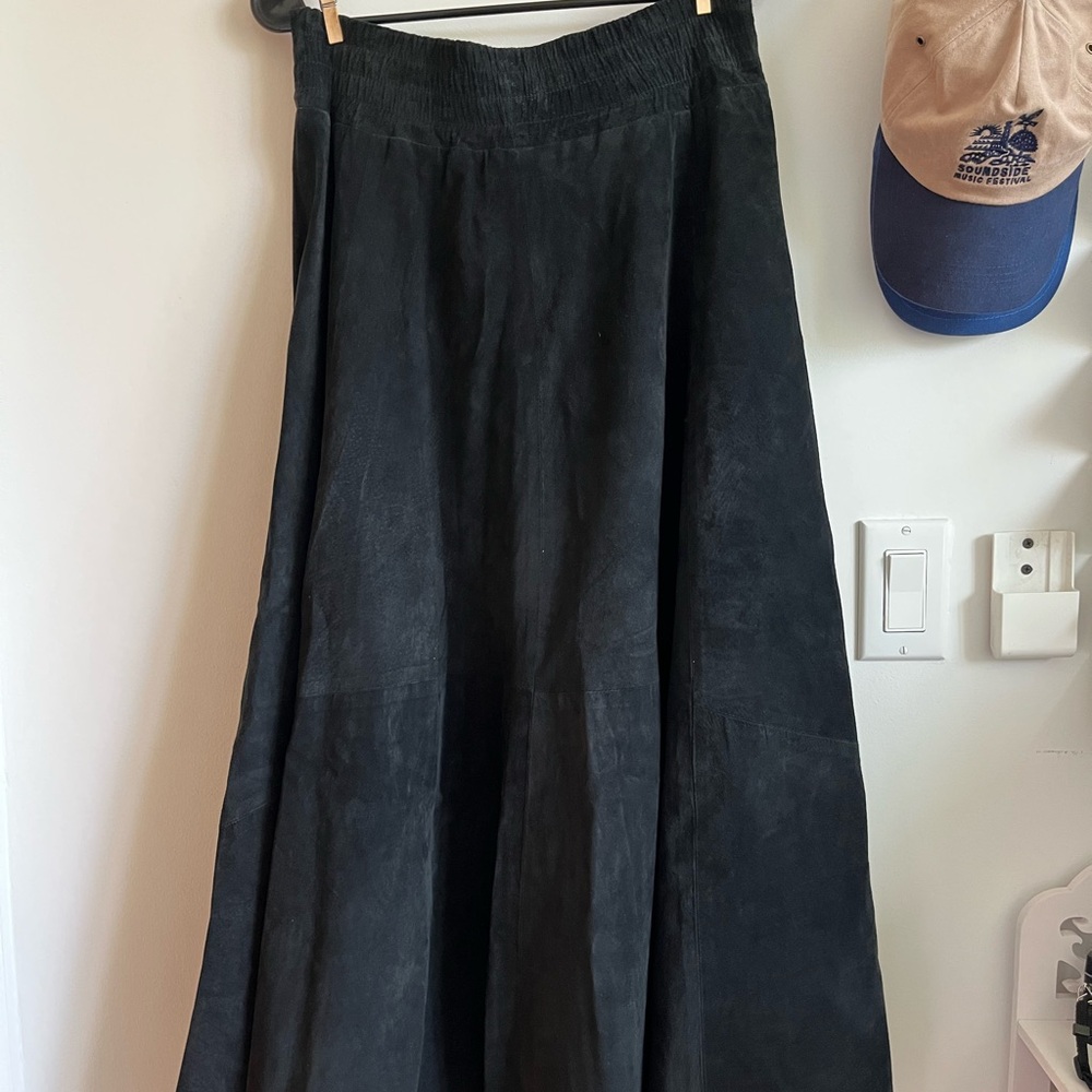 Vintage Black Suede Women's Skirt